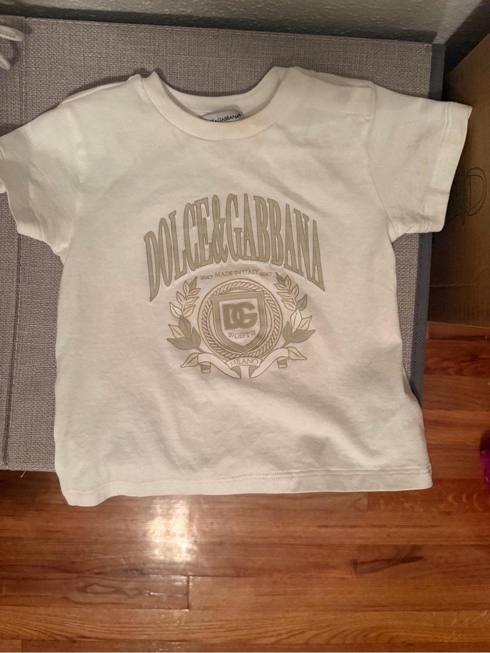 Dolce & Gabbana Kids Ivory Logo Short Sleeve Tee